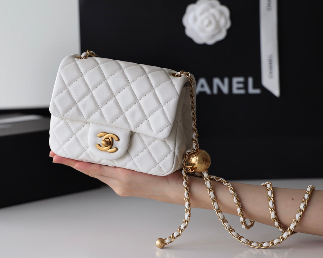 CC Classic Mini Flap Bag White