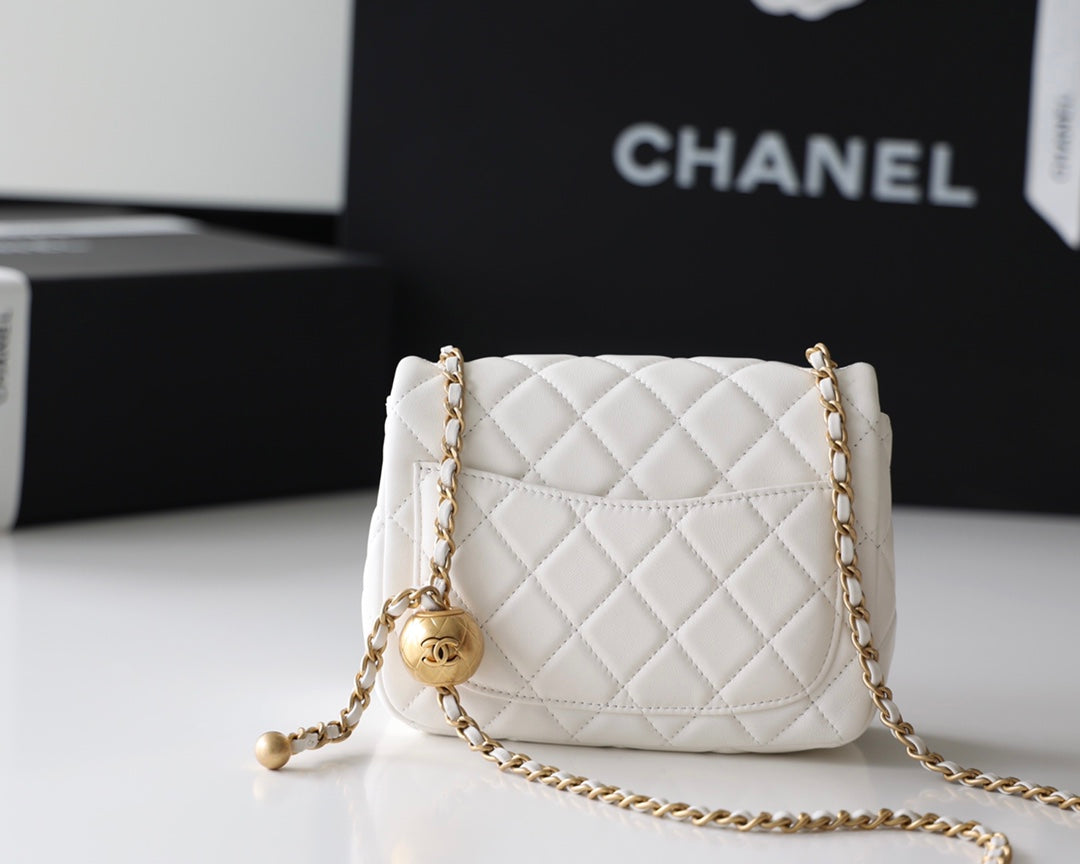 CC Classic Mini Flap Bag White