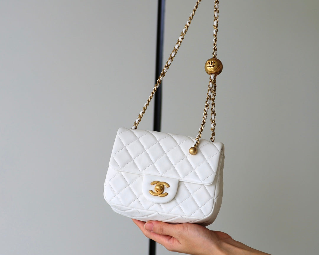 CC Classic Mini Flap Bag White