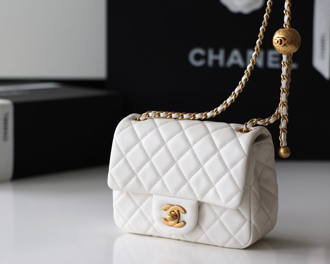 CC Classic Mini Flap Bag White