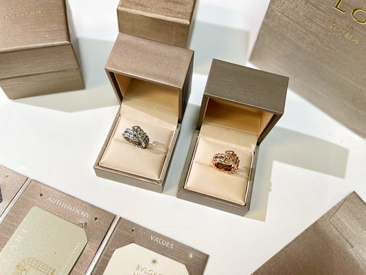 BULGARI Serpenti Viper Two-Coil 18kt Gold Ring with Pavé Diamonds