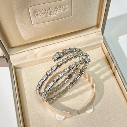 BULGARI Serpenti Viper Two-Coil 18kt Gold Bracelet with Pavé Diamonds