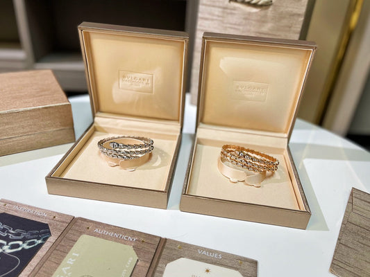 BULGARI Serpenti Viper Two-Coil 18kt Gold Bracelet with Pavé Diamonds