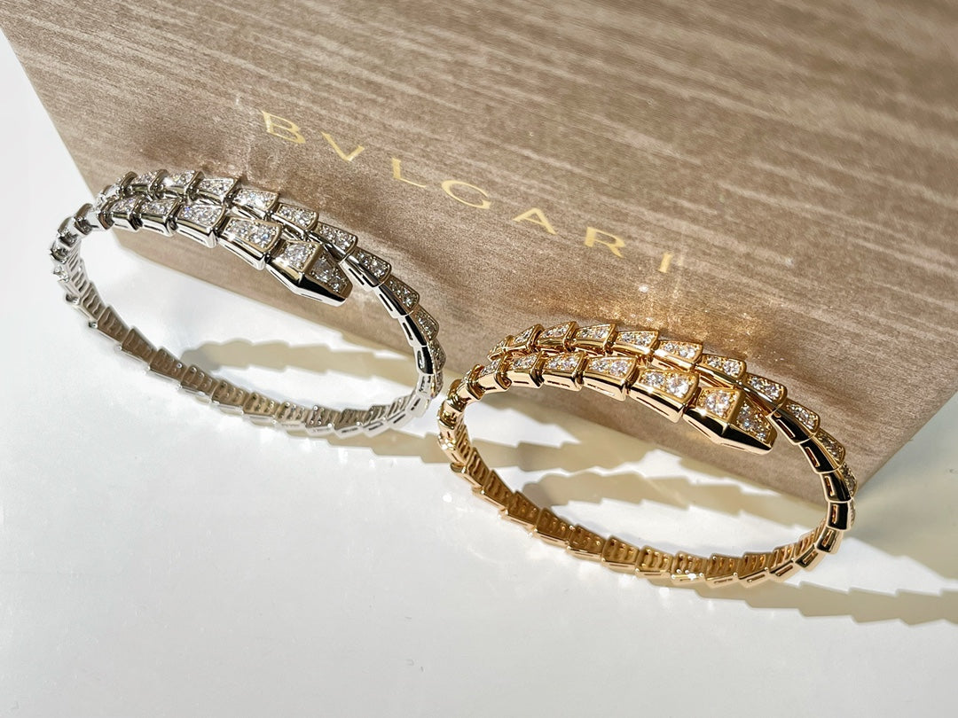 BULGARI Serpenti Viper 18kt Gold Bracelet with Pavé Diamonds