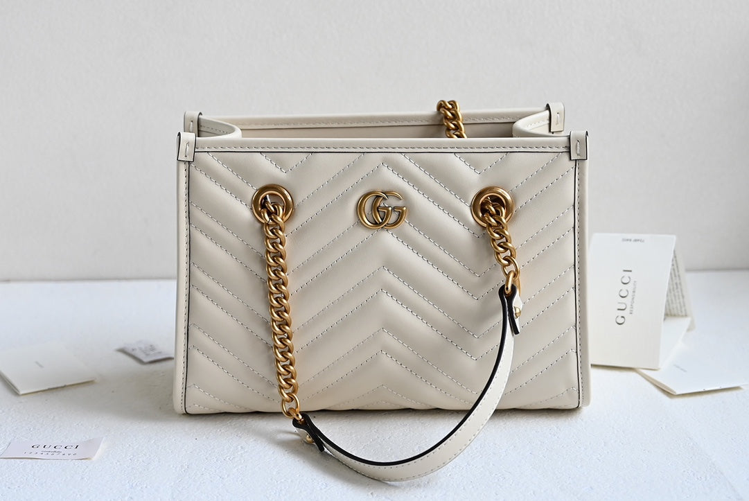 GUCCI Marmont GG Small Tote White