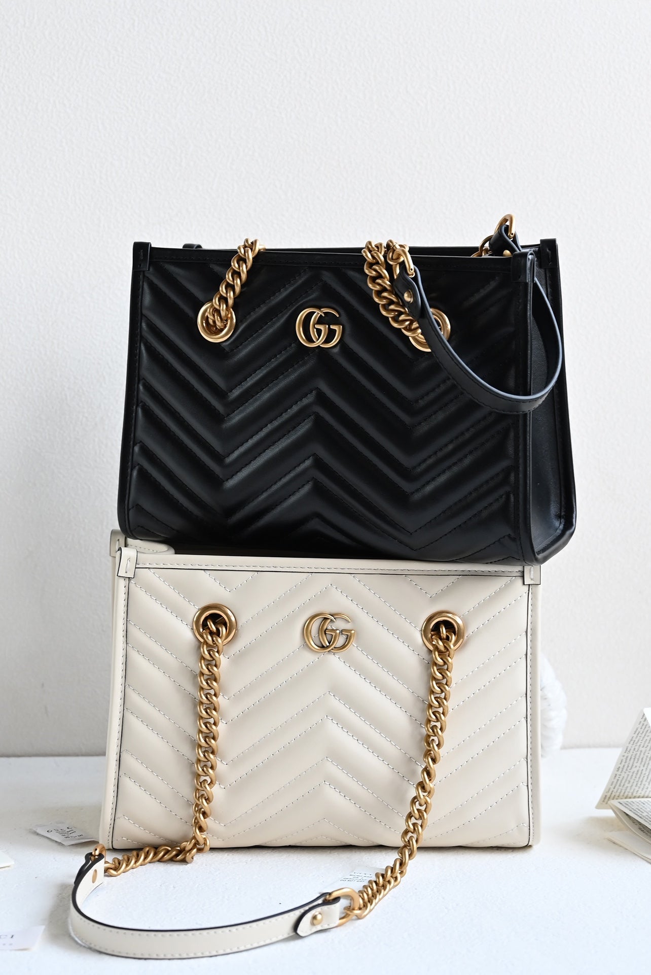 GUCCI Marmont GG Small Tote White