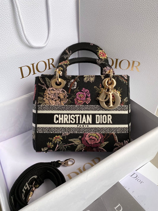 Medium Lady D-Lite Bag Multicolor Jardin Botanique Embroidery