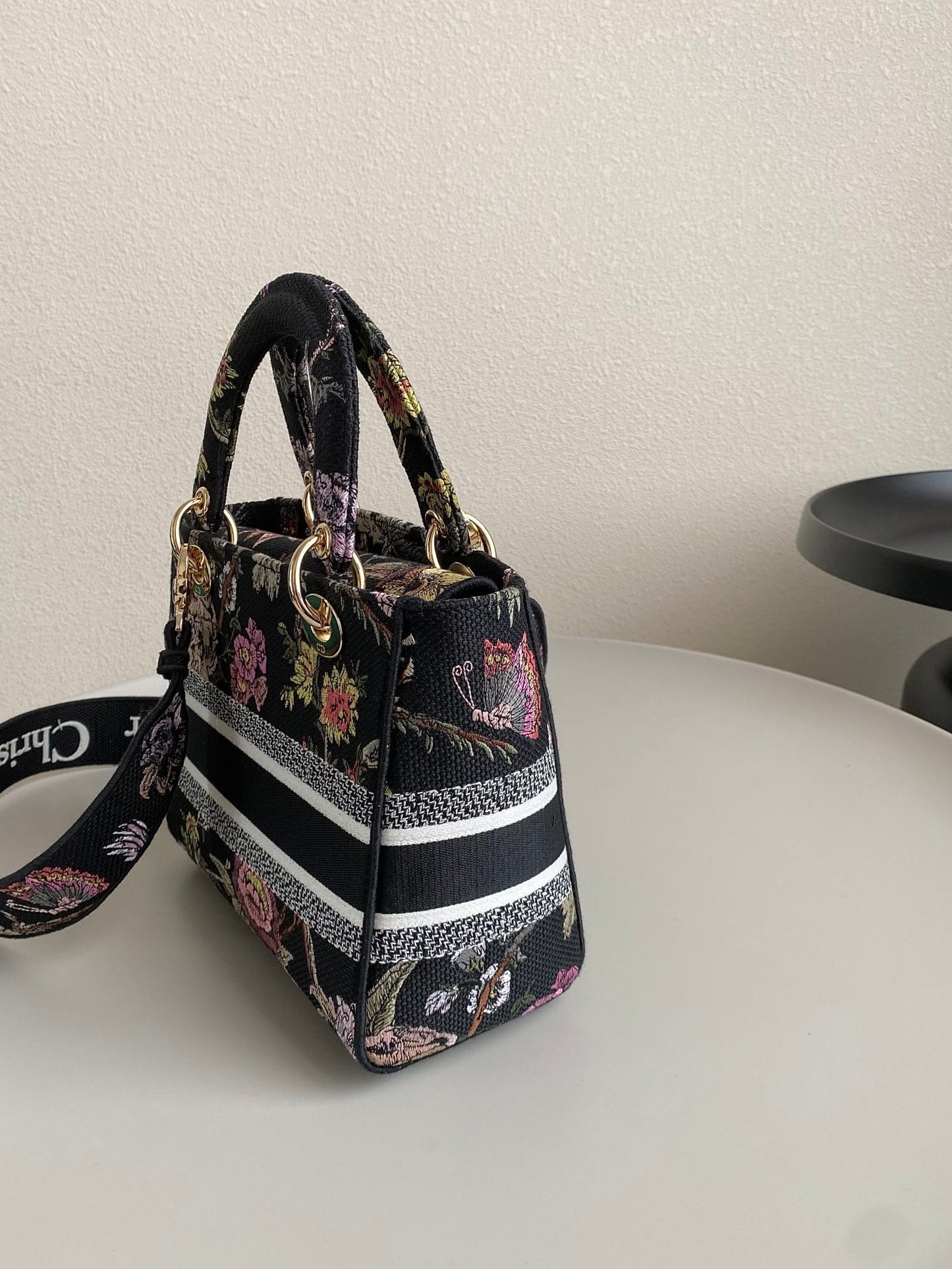 Medium Lady D-Lite Bag Multicolor Jardin Botanique Embroidery