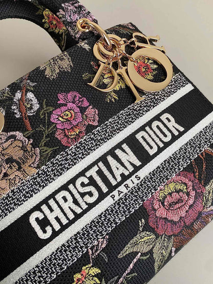 Medium Lady D-Lite Bag Multicolor Jardin Botanique Embroidery