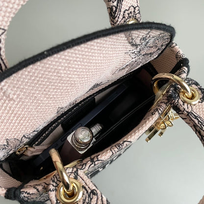 Mini Lady D-Lite Bag Powder Pink Jardin Botanique Embroidery