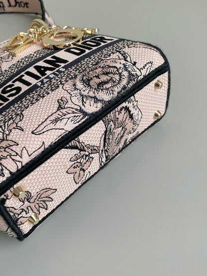 Mini Lady D-Lite Bag Powder Pink Jardin Botanique Embroidery