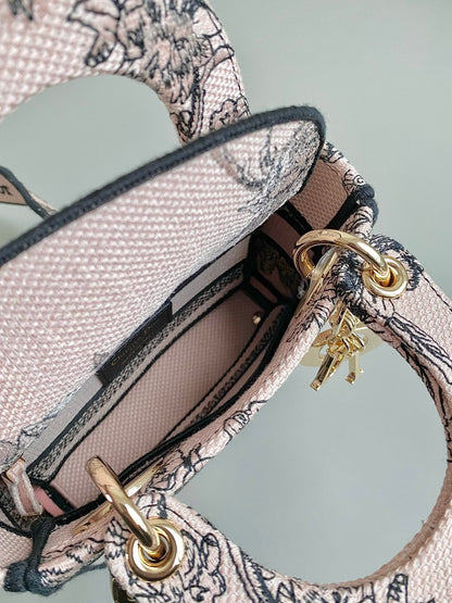 Mini Lady D-Lite Bag Powder Pink Jardin Botanique Embroidery