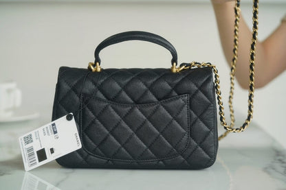CC Classic Mini Flap Bag Top Handle Black