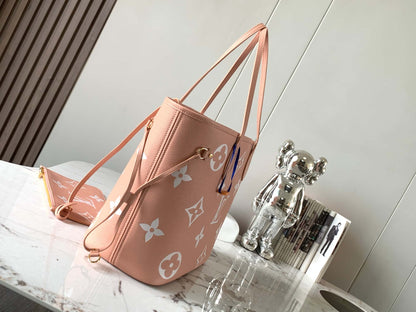 LV Neverfull MM Trianon Pink/Crème
