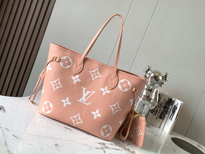 LV Neverfull MM Trianon Pink/Crème