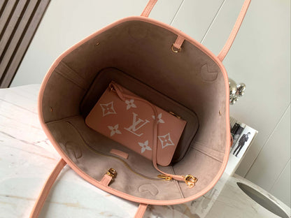 LV Neverfull MM Trianon Pink/Crème