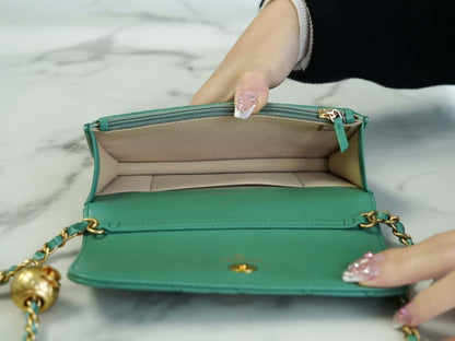 CC Flap Phone Holder with Chain Turquoise