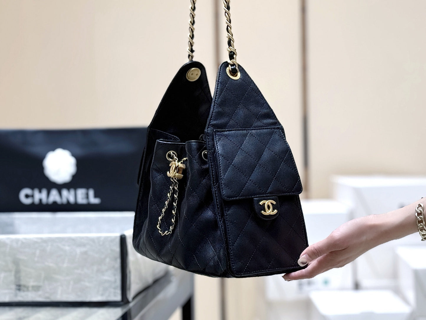 CC 25 Small Hobo Bag Black
