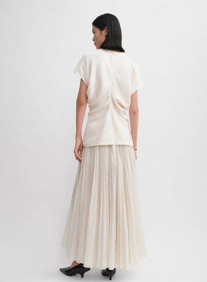 TOTEME Sculpted Drape Top – Crinkled Fabric, Curved Panel Design & Seamless Back Zip