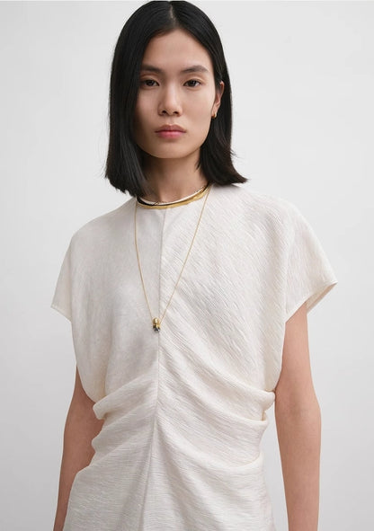 TOTEME Sculpted Drape Top – Crinkled Fabric, Curved Panel Design & Seamless Back Zip