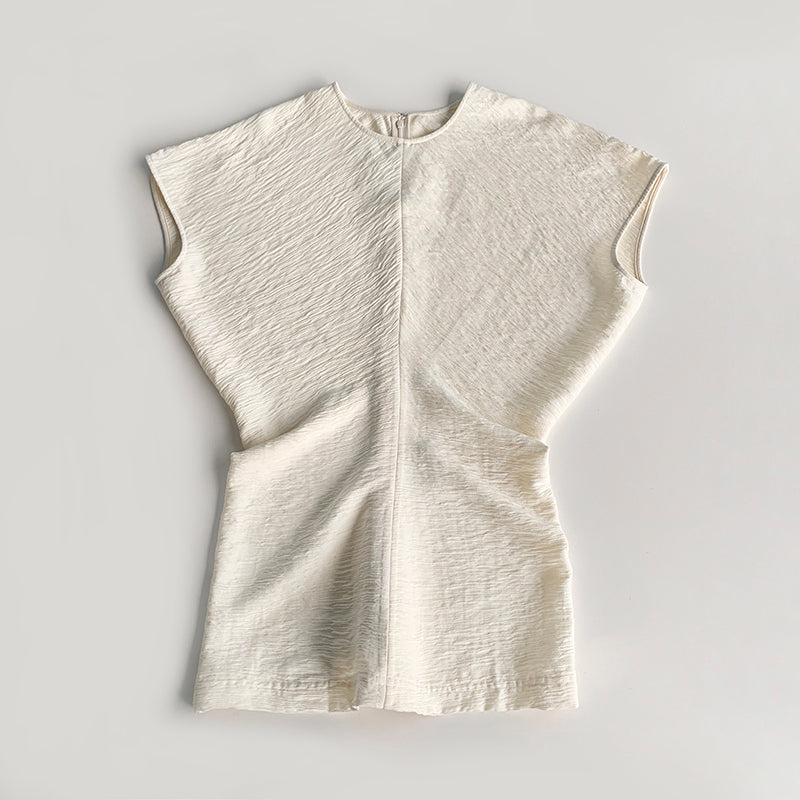 TOTEME Sculpted Drape Top – Crinkled Fabric, Curved Panel Design & Seamless Back Zip