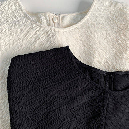 TOTEME Sculpted Drape Top – Crinkled Fabric, Curved Panel Design & Seamless Back Zip