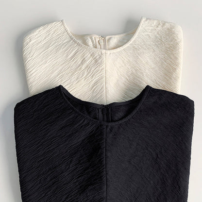 TOTEME Sculpted Drape Top – Crinkled Fabric, Curved Panel Design & Seamless Back Zip