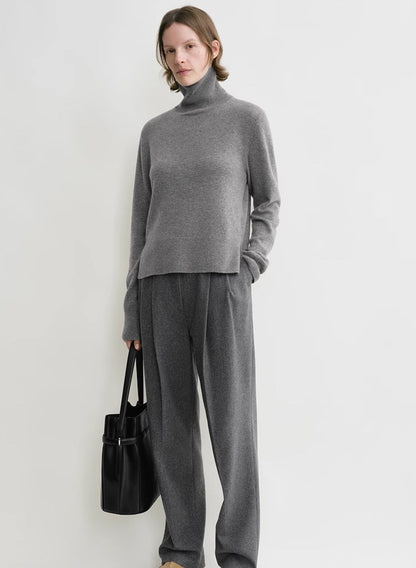 TOTEME Wool Blend Turtleneck – Knitted Winter Pullover with Side Slit