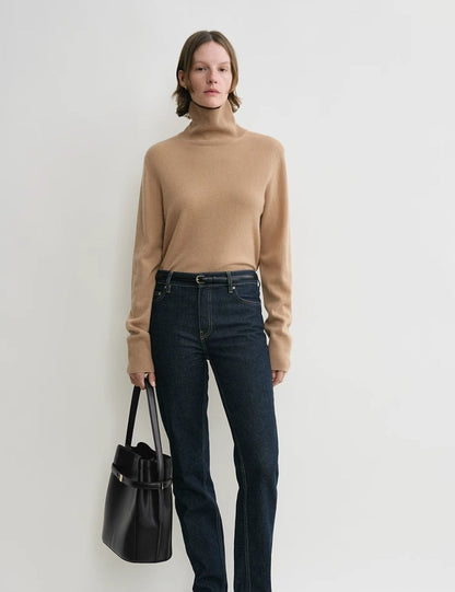 TOTEME Wool Blend Turtleneck – Knitted Winter Pullover with Side Slit
