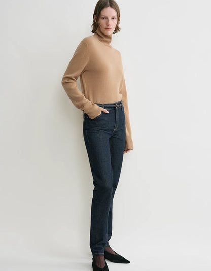TOTEME Wool Blend Turtleneck – Knitted Winter Pullover with Side Slit