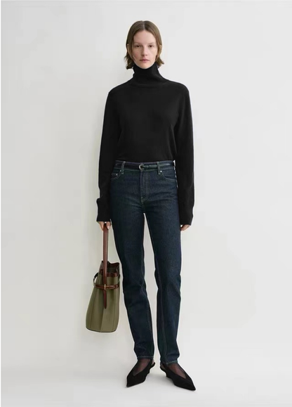 TOTEME Wool Blend Turtleneck – Knitted Winter Pullover with Side Slit
