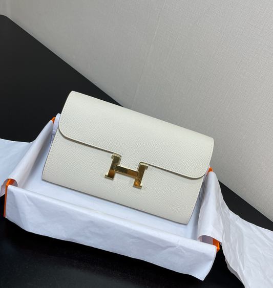 HERMES Constance Long Wallet To Go Epsom Leather Cream