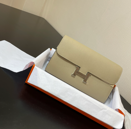 HERMES Constance Long Wallet To Go Epsom Leather Light Beige