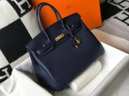 HERMES Togo Leather Midnight Blue
