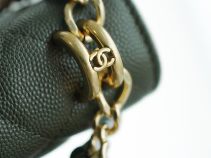 CHANEL Flap Phone Holder with Chain Olive