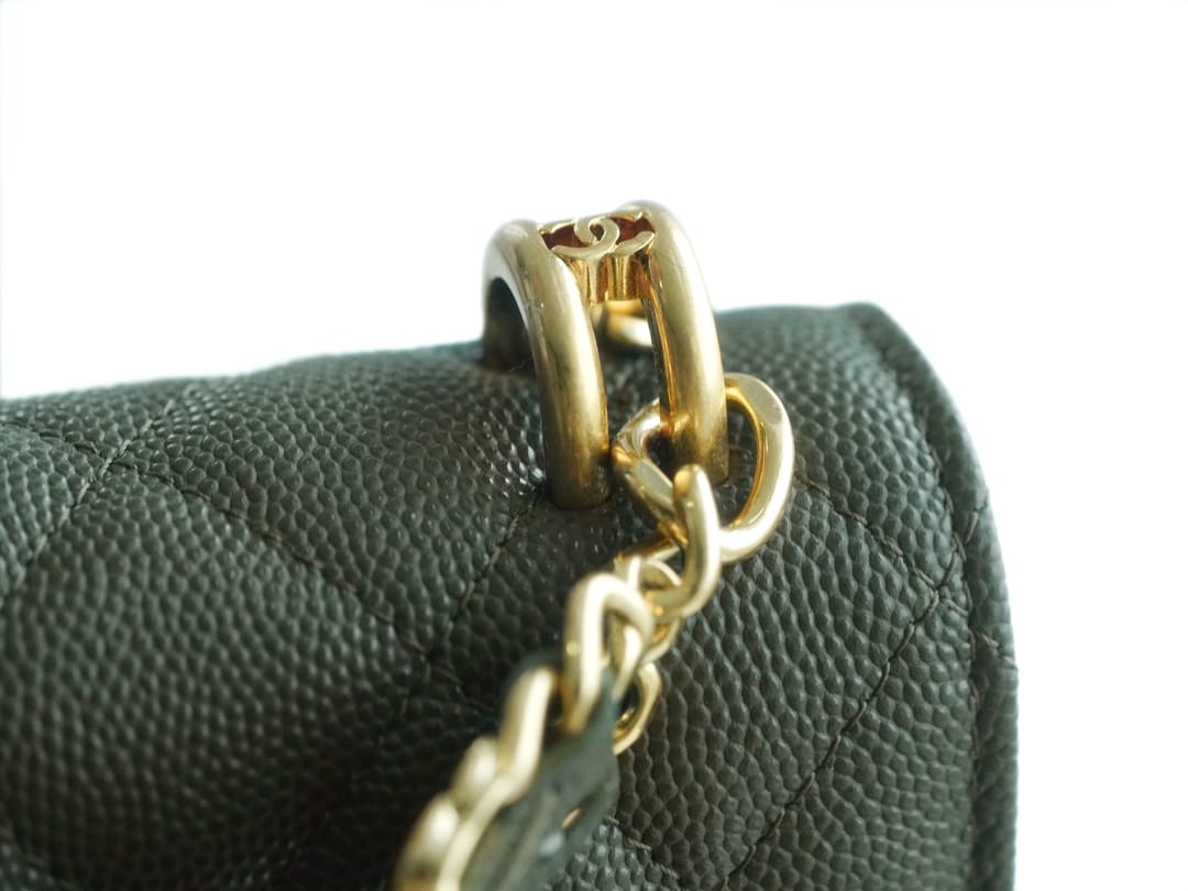 CHANEL Flap Phone Holder with Chain Olive