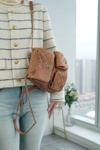 CHANEL 23P Small Backpack Brown