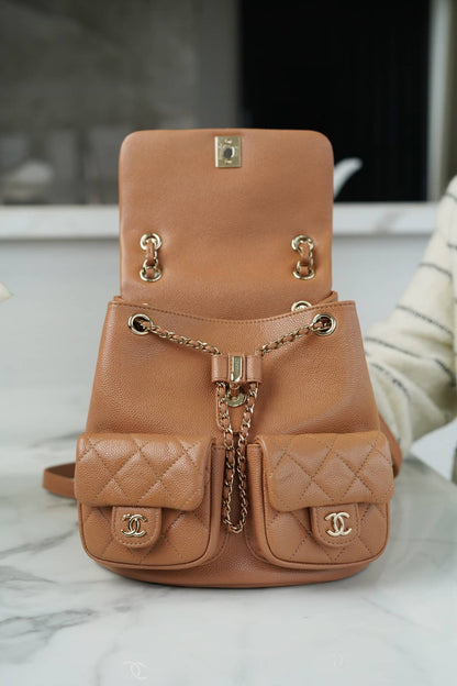 CHANEL 23P Small Backpack Brown