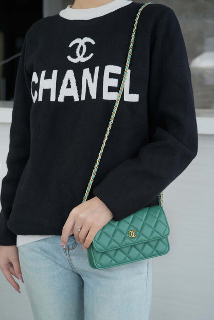 CHANEL Flap Phone Holder with Chain Turquoise