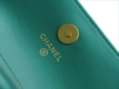 CHANEL Flap Phone Holder with Chain Turquoise